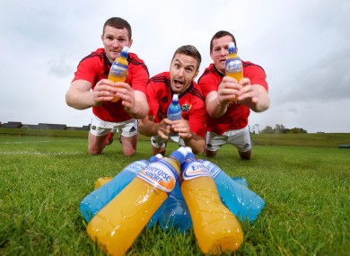 Munster players Donnacha Ryan, Niall Ronan and Denis Hurley in UL this week.