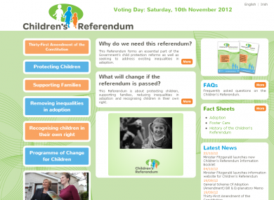 The government's Children's Rights Referendum website has been found to be