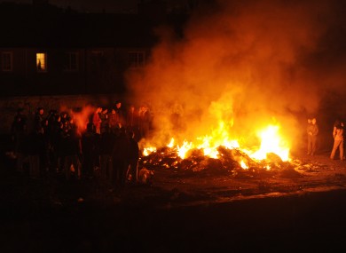Halloween bonfires in the Sheriff Street area of Dublin yesterday evening.