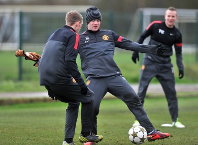 Manchester United's Wayne Rooney during the training session at the Carrington complex.