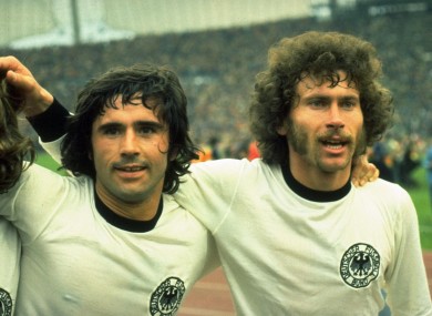 Gerd Muller and Paul Breitner of West Germany.