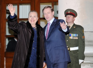 US Secretary of State Hillary Clinton meets An Taoiseach Enda Kenny at Government Buildings this evening.