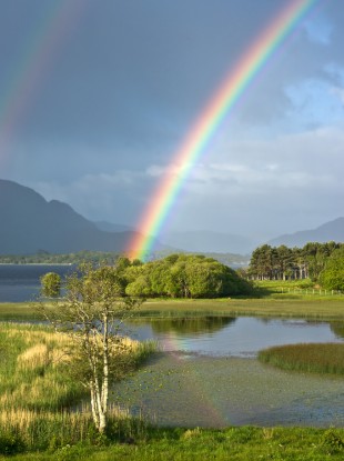 A rainbow over the Lakes of Killarney.