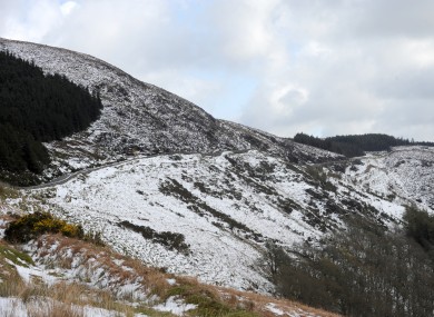 Archive photo of road through the Sally Gap in Co Wicklow in inclement weather.