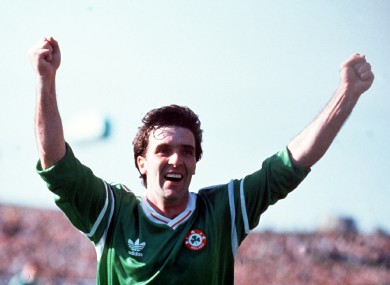 Bernie Slaven celebrates his debut goal.