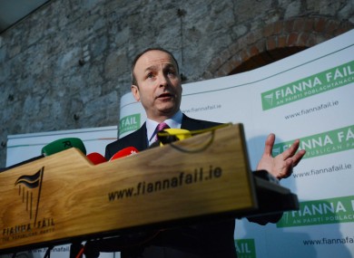 Fianna Fáil leader Micheál Martin speaking to the media at its Árd Fheis in the RDS.