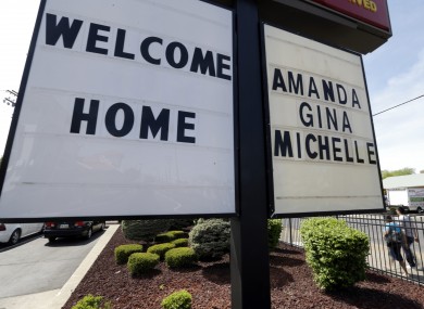 A welcome home sign is posted at a restaurant near a crime scene where three women were held captive for a decade in Cleveland, Ohio (file photo).
