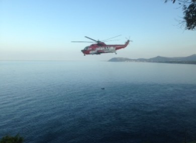 The Coast Guard helicopter performs a cliff rescue in Co Dublin.