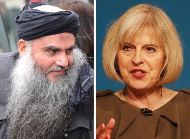 Image: Radical cleric Abu Qatada and UK Home Secretary Theresa May.