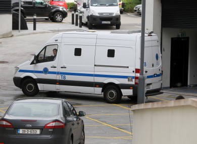 What appears to be the prison van carrying John Dundon arriving at the Special Criminal Court in Dublin today.