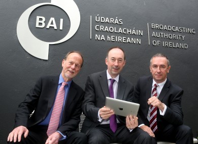Pictured (LtoR) Broadcasting Authority of Ireland (BAI) Chairperson Bob Collins, Chief Executive of the BAI Michael O'Keefe and Managing Director Ipsos MRBI Damian Loscher launching the BAI public consultation on draft strategy statement 2014 -16 yesterday.