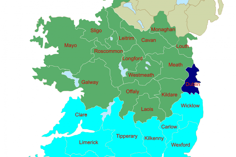 Dublin Wicklow Border Map Dublin A Three-Seater In Ireland's New-Look European Constituency Map