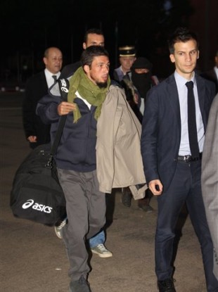 Pierre Legrand, left, one of four Frenchmen held hostage by al-Qaida militants for three years in the African Sahel,