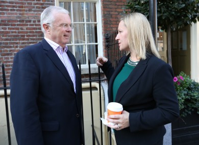 Peter Mathews speaking with Lucinda Creighton at a Reform Alliance meeting last month.