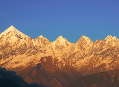 Five mountain peaks.