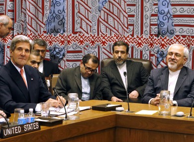 Mohammad Javad Zarif and John Kerry at the UN in September