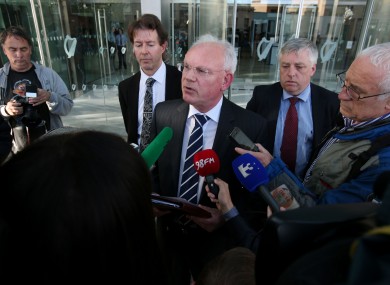Wicklow County Council manager Eddie Sheehy (centre) speaks to the media outside The Criminal Courts of Justice.