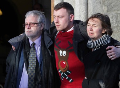 Marie Fleming's partner Tom Curran, his son David and her daughter Corrinna.