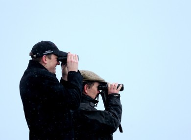 Stewards watch the racing at Leopardstown today.