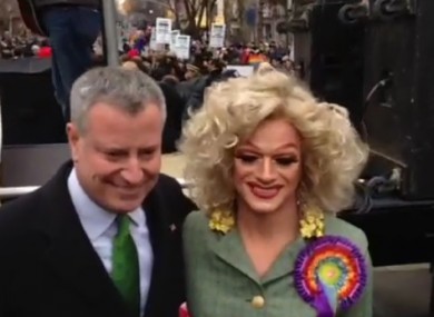 NYC Mayor Bill de Blasio with Panti at the St Pat's Day for All parade