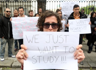 Eden College students protest the Department of Education earlier this week.