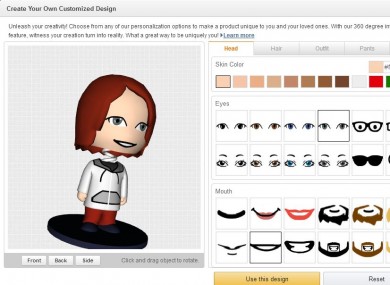 Some of the options available when customising a bobblehead toy.