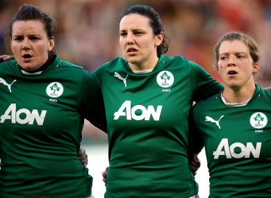 Kerri-Ann Craddock (left), Paula Fitzpatrick and Amy Davis of Ireland Women.