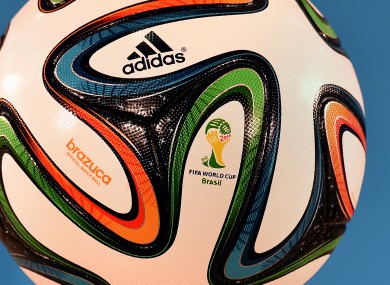 Detail of the 'Brazuca' official match ball of the FIFA World Cup 2014.