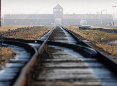 Rail tracks leading into the Auschwitz-Birkenau concentration camp.