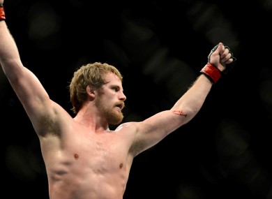 Iceland's Gunnar Nelson celebrates winning at UFC Fight Night Dublin.