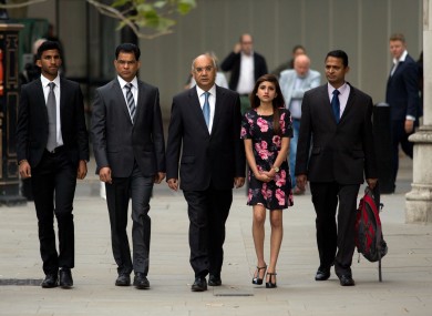 The family of Jacintha Saldanha with Labour MP Keith Vaz (centre) at the inquest into her death this week.
