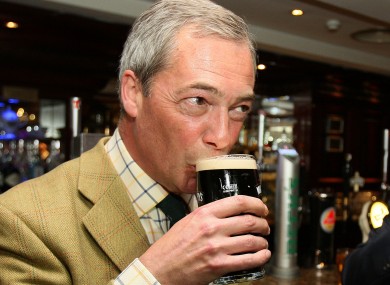 UKIP leader Nigel Farage enjoying a pint of stout.