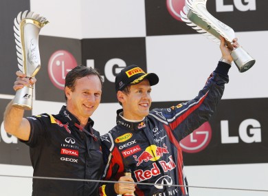 Red Bull team principal Christian Horner and former driver Sebastian Vettel.