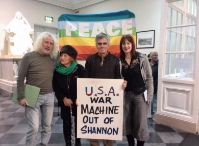 Mick Wallace TD, activists Margaretta D'Arcy and Niall Farrell, and Clare Daly TD.