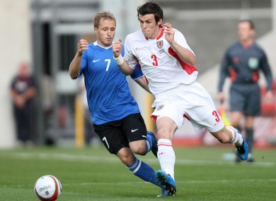 Estonia's Sander Puri tracking Gareth Bale during a game against Wales in 2009.