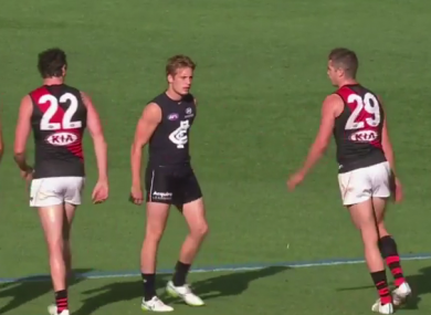 Ciaran Byrne in action against Essendon last Saturday.