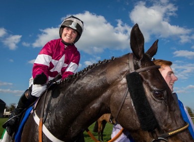 The victorious Katie Walsh on Thunder and Roses.