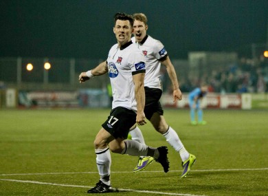 Towell celebrates his goal.