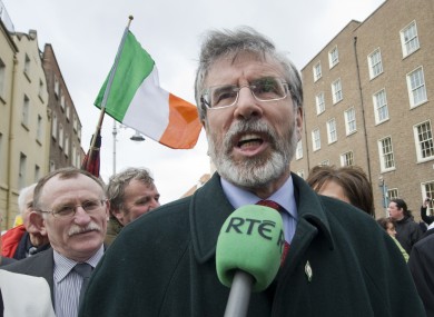 Gerry Adams and Sinn Féin colleagues at Leinster House