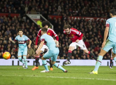 Juan Mata shoots off-target.