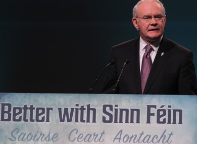 Deputy First Minister of Northen Ireland Martin McGuinness speaking on day two of the Sinn Fein Ard Fheis.