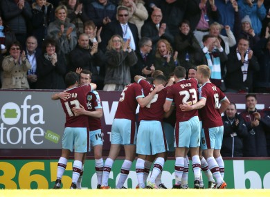 Burnley players celebrate.