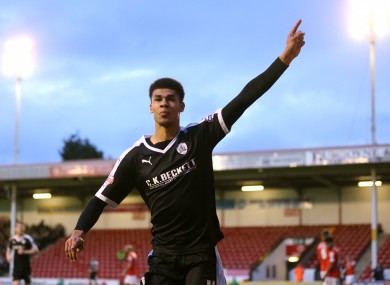 Ashley Fletcher celebrates scoring his side's second goal.