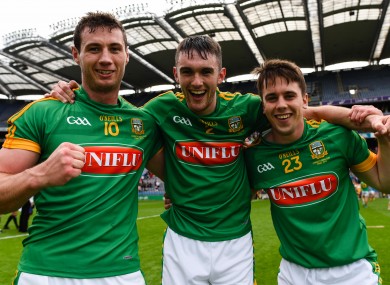 James Toher, Sean Geraghty and Ciaran O’Rourke celebrate at Croke Park last weekend.
