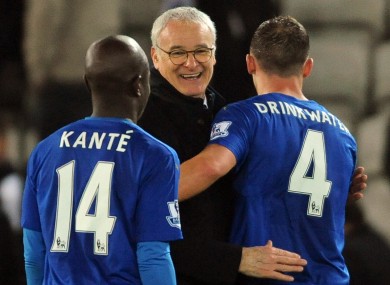 Ranieri with Kante and Danny Drinkwater.