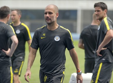 Guardiola during training this week.