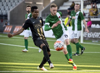 Cork's Kevin O'Connor with Nasiru Mohammed of Hacken.