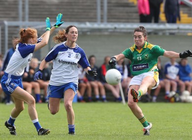 Kerry's Sarah Houlihan up against Monaghan's Grainne McNally and Rachel McKenna.