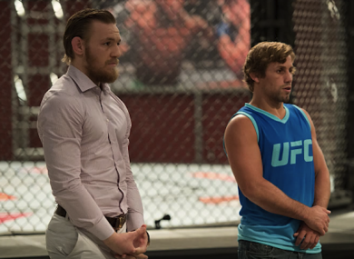Conor McGregor and Urijah Faber on the set of The Ultimate Fighter last year.
