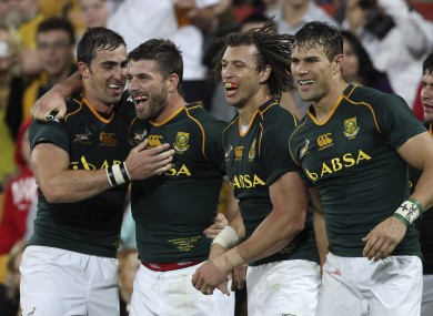Pienaar, left, with Wllie le Roux, Zane Kirchner and JJ Engelbrecht in 2013.